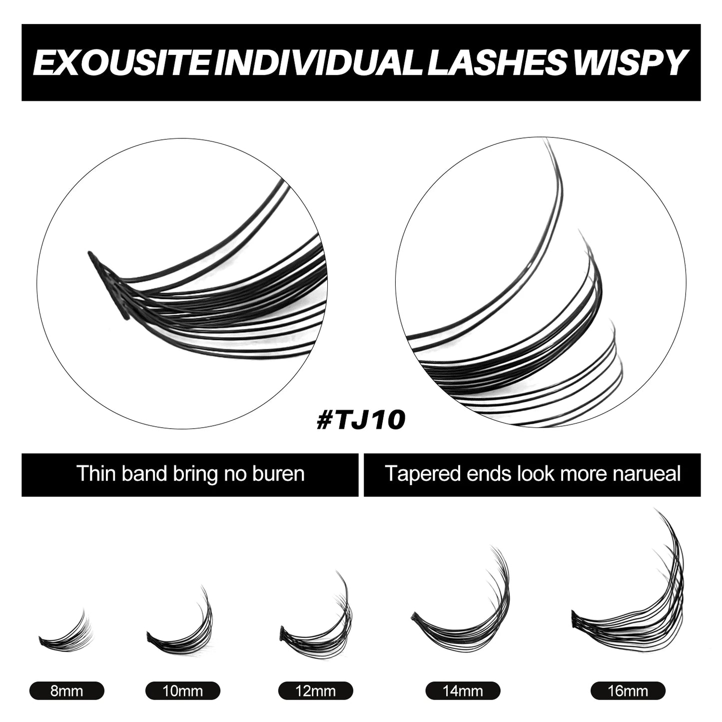 GROINNEYA DIY Lash Extension Kit Volume Lash Clusters Mix Curl Individual Lashes Kit with Lash Bond and Seal Lash Tweezers