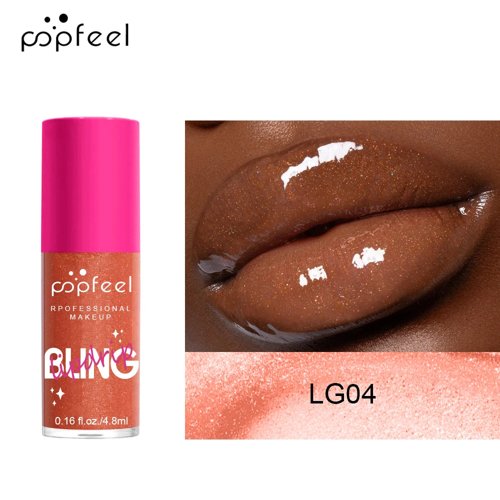 POPFEEL Lip Oil Lip Balm, Hydrating Lip Glow Oil Fit Oil Lip Care, Shiny Transparent Lip Gloss Plumping,Long Lasting