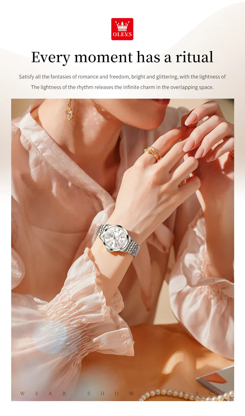 OLEVS 3620 Womens Watches Original Brand Elegant Fashion Quartz Wirtwatch For Ladies Waterproof Luminous Diamond Scale Reloj
