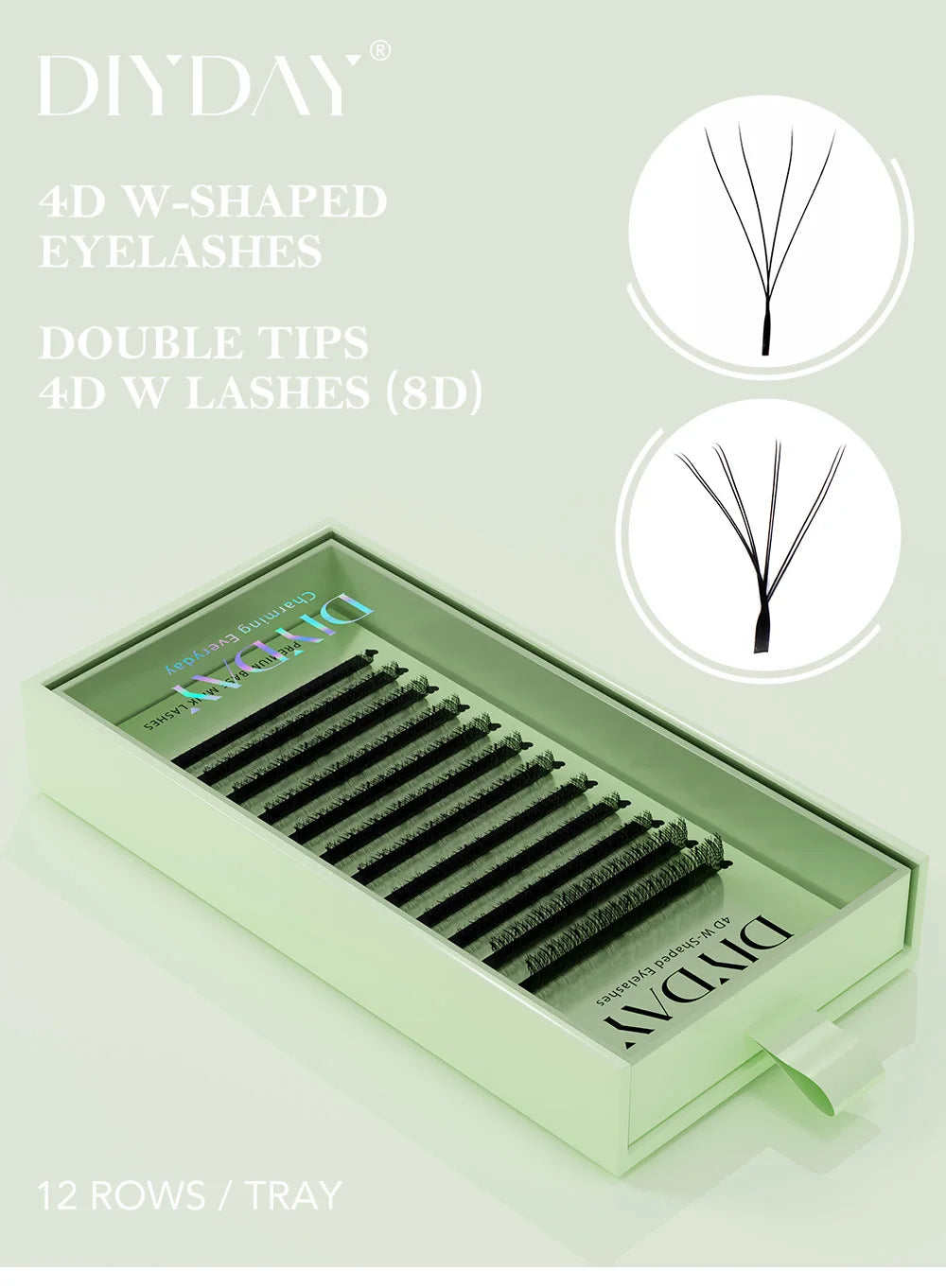 DIYDAY Double Tips 3DW 4DW Eyelash Extension 6D 8D W Shape Mink False Eyelashes 4D W-shaped Fake Lash Premade Fans for Makeup