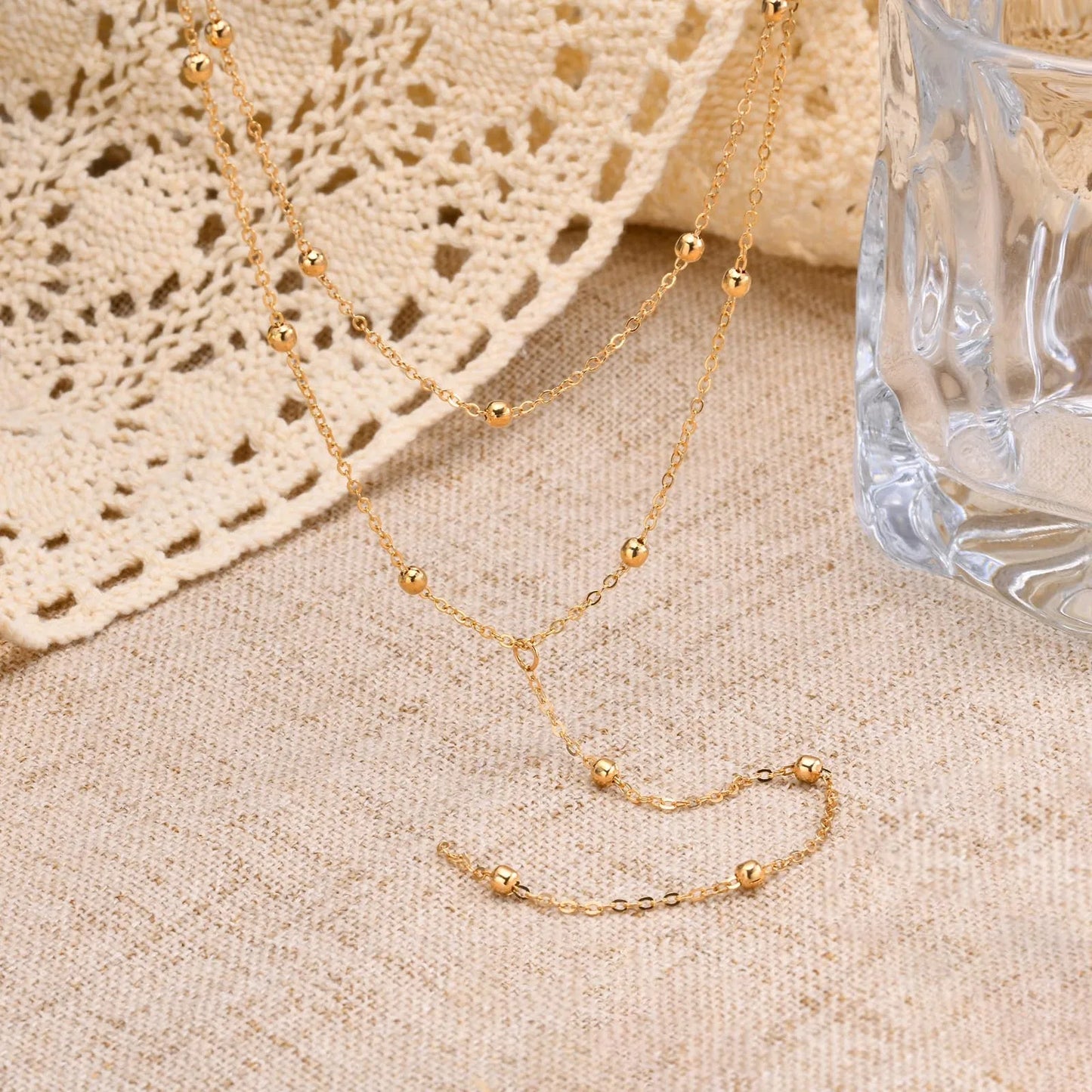 Stainless Steel Lariat Necklace Gold Plated, Dainty Long Necklace Laryered Necklaces For Women Girls, Y Shape Drop Pendant