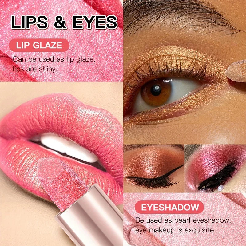 12 Colors Diamond Pearlescent Lipstick Glitter Shiny Metallic Lipstick Long Lasting Lip Tint Non-stick Cup Red Sexy Lips Makeup
