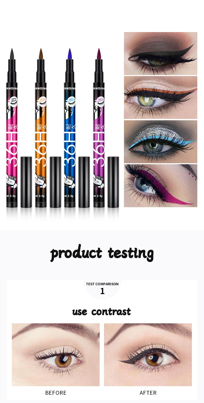36H Black Quick-drying Eyeliner Waterproof Liquid Eye Liner Pen Long Lasting Smooth Pencil Not Blooming Eyes Makeup Cosmetics