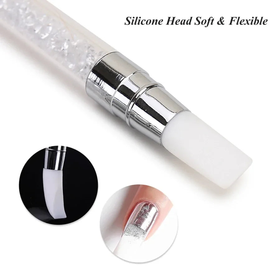 Dual-ended Silicone Sculpture Pen for Nail Art, Easy and Precise Nail Design Tool, 3D Carving Glitter Dotting Brush