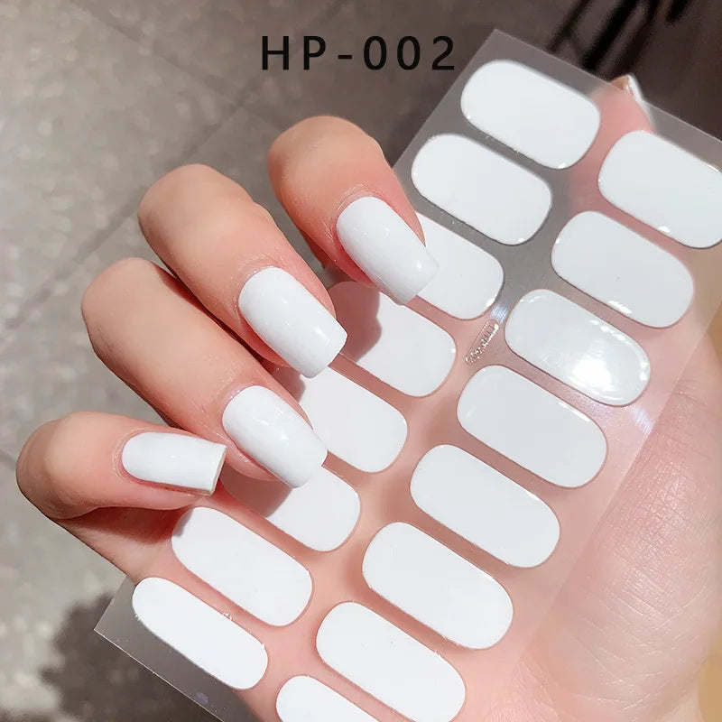 UV Semi-Cured Gel Nail Wraps Stickers Strips French Long Lasting Full Cover LED Gel Semi Cured Nail Sliders For Nail Extension &