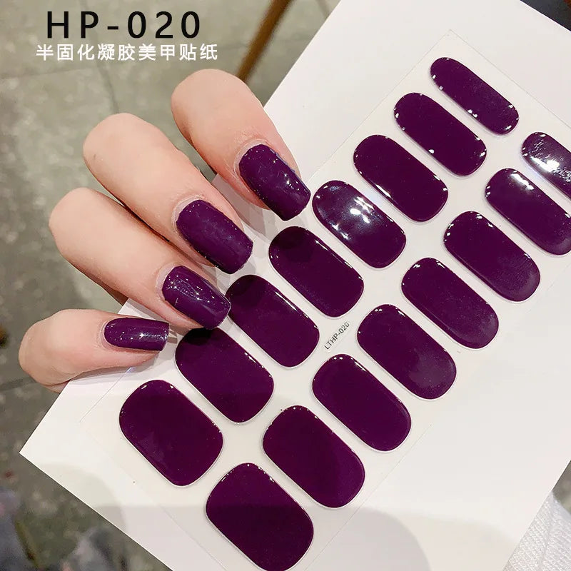 UV Semi-Cured Gel Nail Wraps Stickers Strips French Long Lasting Full Cover LED Gel Semi Cured Nail Sliders For Nail Extension &