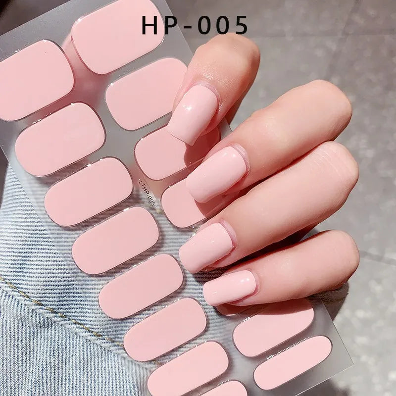 UV Semi-Cured Gel Nail Wraps Stickers Strips French Long Lasting Full Cover LED Gel Semi Cured Nail Sliders For Nail Extension &
