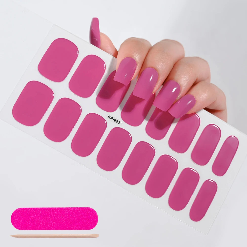 UV Semi-Cured Gel Nail Wraps Stickers Strips French Long Lasting Full Cover LED Gel Semi Cured Nail Sliders For Nail Extension &