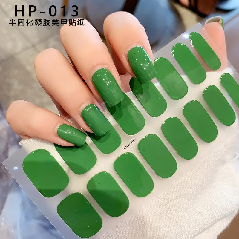 UV Semi-Cured Gel Nail Wraps Stickers Strips French Long Lasting Full Cover LED Gel Semi Cured Nail Sliders For Nail Extension &