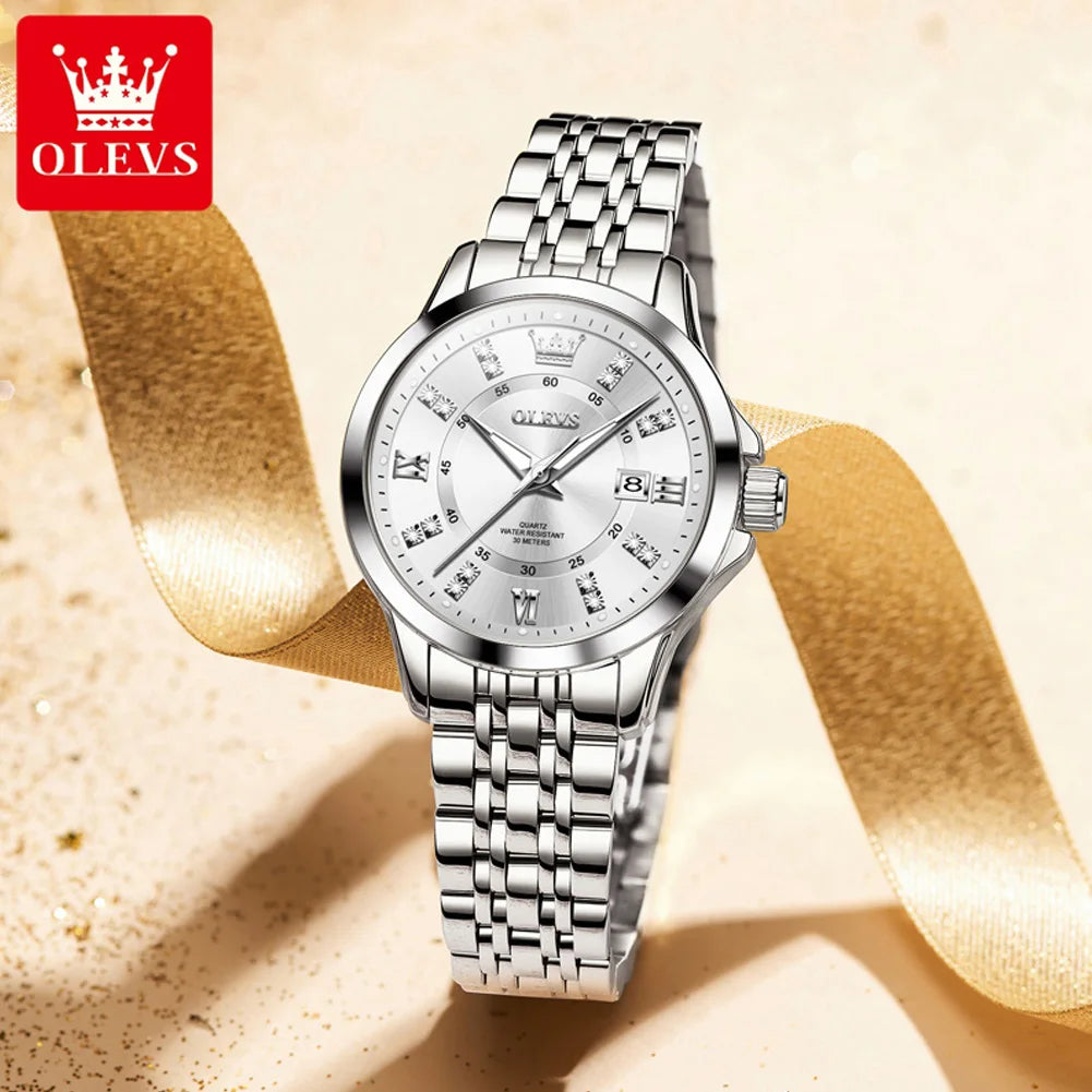 OLEVS 3620 Womens Watches Original Brand Elegant Fashion Quartz Wirtwatch For Ladies Waterproof Luminous Diamond Scale Reloj