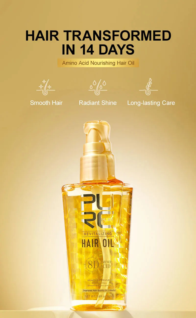 PURC Morocco Argan Oil Nourishing Hair Oil Smoothing Shine Soft Hair Serum Repair Damaged Frizz Dry Hair Treatment Hair Care