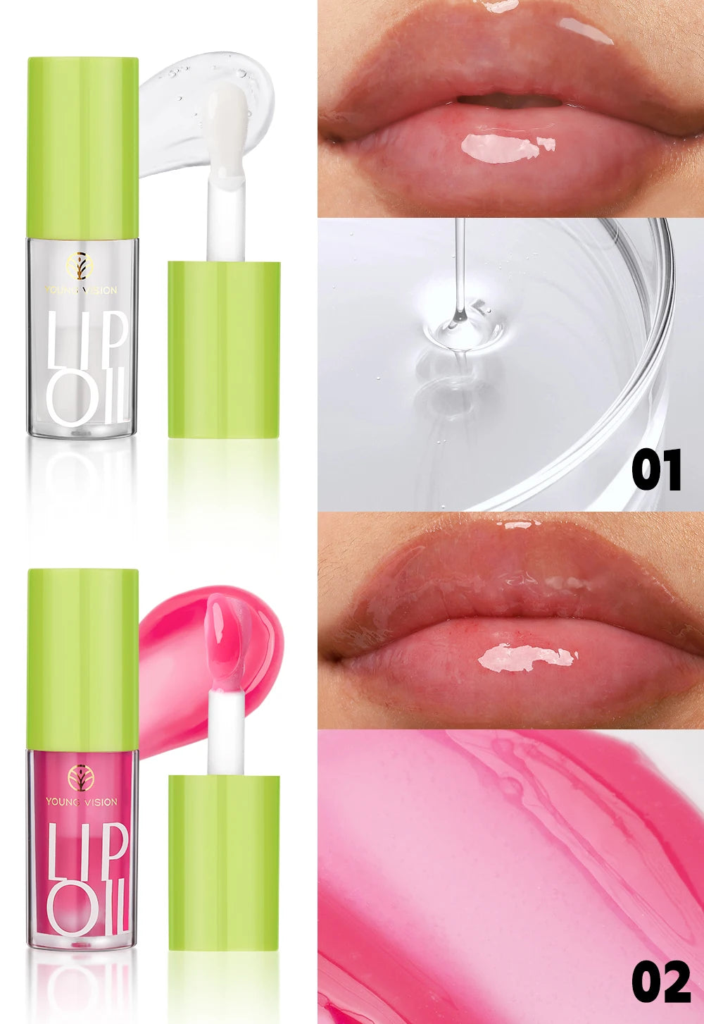 YOUNG VISION Transparent Lip Oil 6 Colors Available for Lip Moisturizing Lip Oil, Lip Enriching Lip Protection, Lipgloss