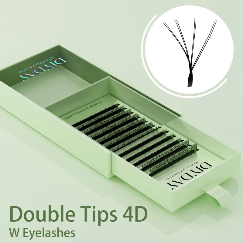 DIYDAY Double Tips 3DW 4DW Eyelash Extension 6D 8D W Shape Mink False Eyelashes 4D W-shaped Fake Lash Premade Fans for Makeup