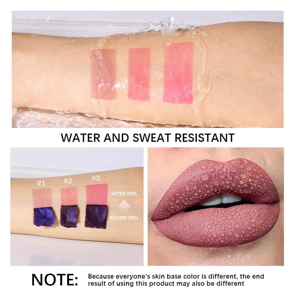 Lip Stain Peel Off and Reveal Long Lasting Waterproof Pink Lip Tint Transfer Proof Natural Lip Stain