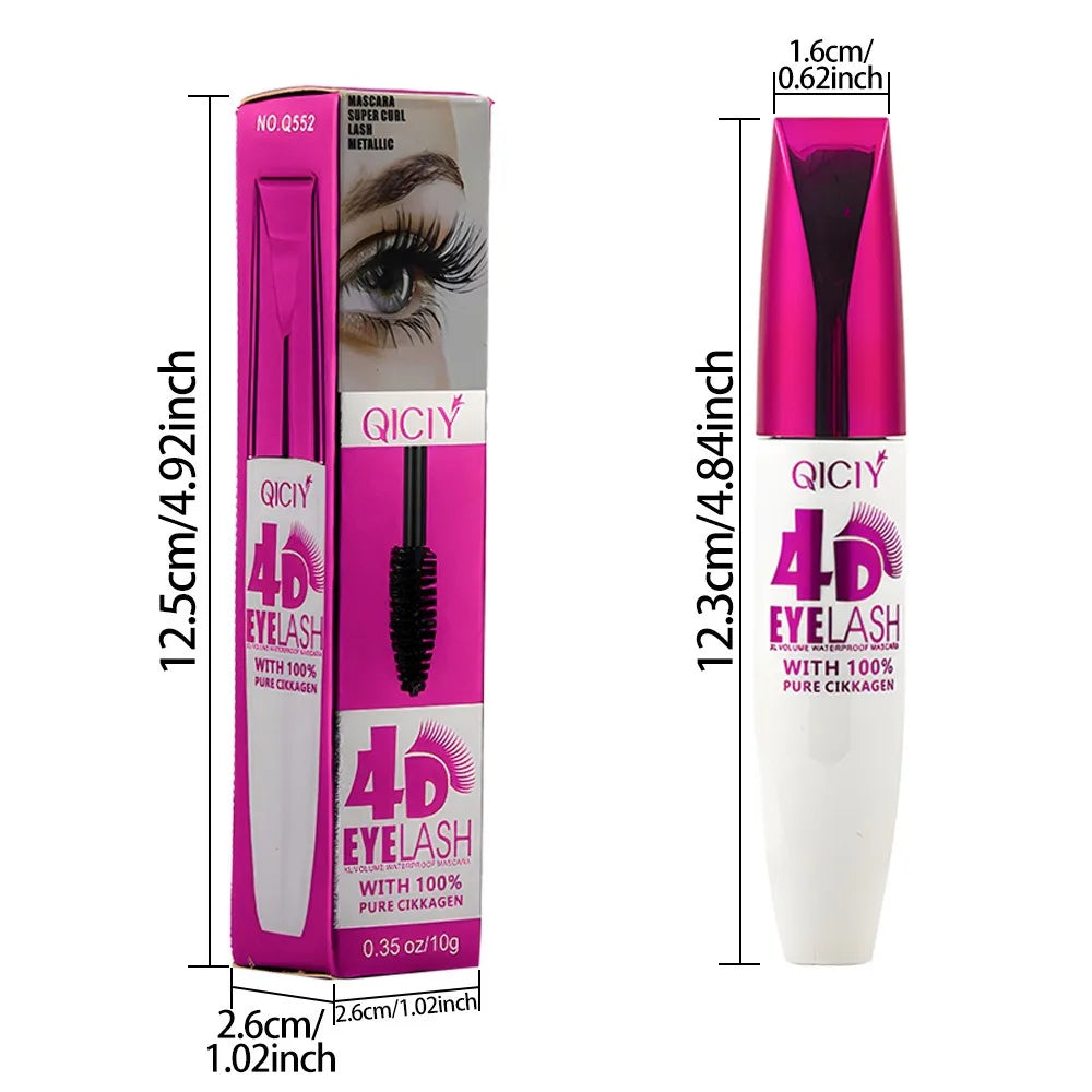 4D Waterproof Curling Mascara Lengthens Eyelashes Extension Black Silk Fiber Lasting Mascara Cosmetic No Smudging Female Makeup