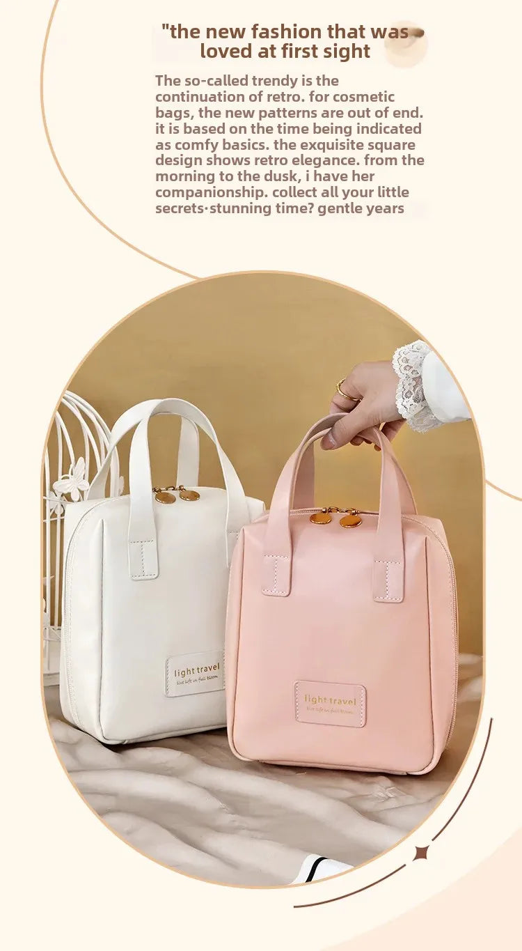 New Large Capacity Travel Cosmetic Bag Portable Leather Toiletry Bag with Handle Organizer Multifunctional Waterproof Makeup Bag