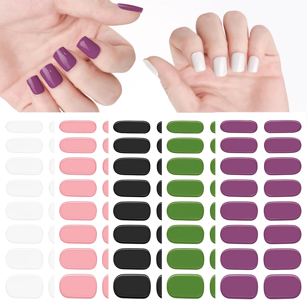 UV Semi-Cured Gel Nail Wraps Stickers Strips French Long Lasting Full Cover LED Gel Semi Cured Nail Sliders For Nail Extension &