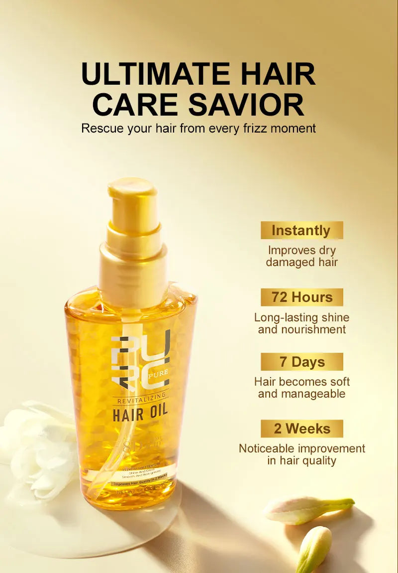 PURC Morocco Argan Oil Nourishing Hair Oil Smoothing Shine Soft Hair Serum Repair Damaged Frizz Dry Hair Treatment Hair Care