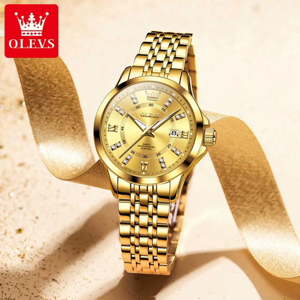 OLEVS 3620 Womens Watches Original Brand Elegant Fashion Quartz Wirtwatch For Ladies Waterproof Luminous Diamond Scale Reloj