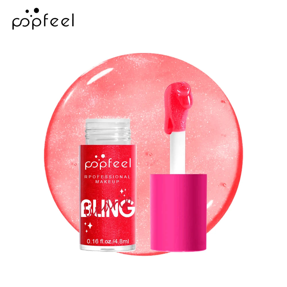 POPFEEL Lip Oil Lip Balm, Hydrating Lip Glow Oil Fit Oil Lip Care, Shiny Transparent Lip Gloss Plumping,Long Lasting