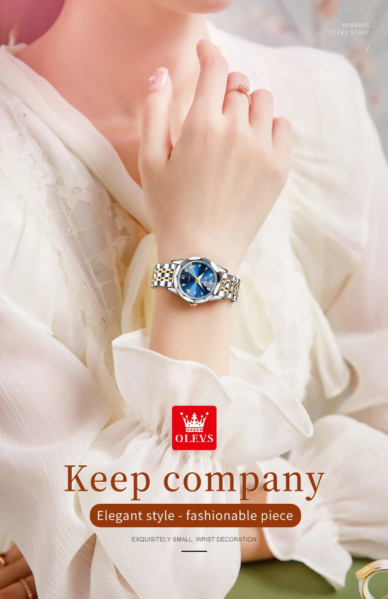 OLEVS Top Brand Women's Watches Elegant Rhombus Mirror Original Quartz Ladies Wristwatch Stainless Waterproof Diamond Wristwatch