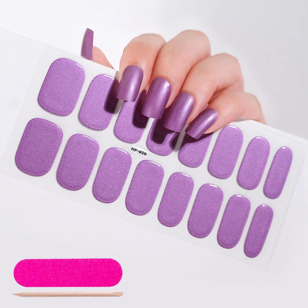 UV Semi-Cured Gel Nail Wraps Stickers Strips French Long Lasting Full Cover LED Gel Semi Cured Nail Sliders For Nail Extension &