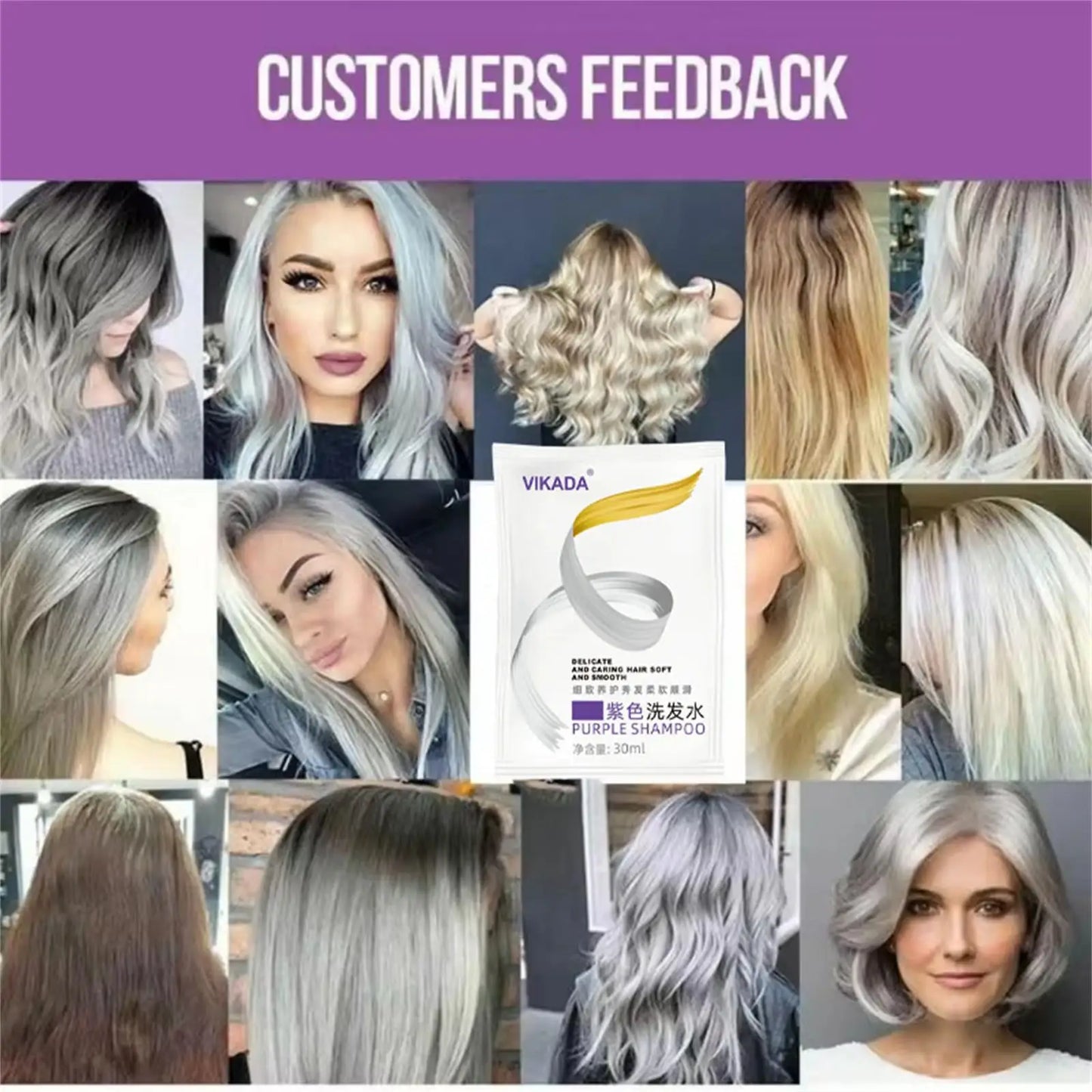 Gray Color Fixing Hair Dye Shampoo Cover Gray Hair Fade Yellow After Bleach Hair Shampoo Non-irritating Purple Shampoo Blonde