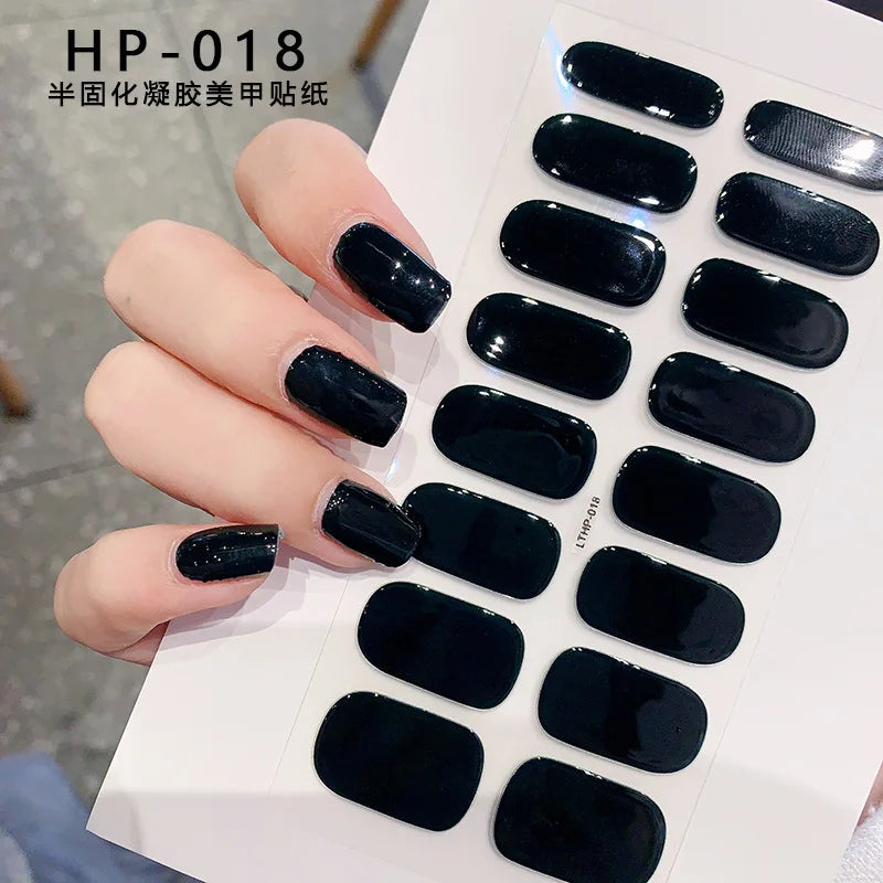 UV Semi-Cured Gel Nail Wraps Stickers Strips French Long Lasting Full Cover LED Gel Semi Cured Nail Sliders For Nail Extension &
