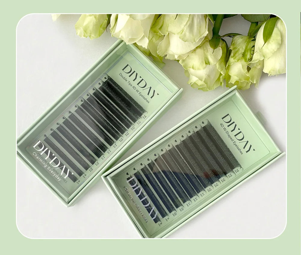 DIYDAY Double Tips 3DW 4DW Eyelash Extension 6D 8D W Shape Mink False Eyelashes 4D W-shaped Fake Lash Premade Fans for Makeup