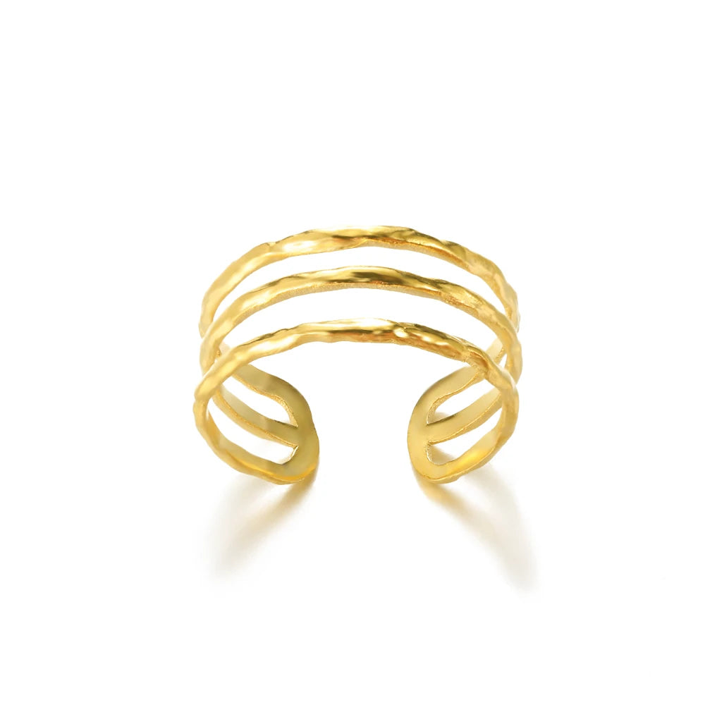Fashion Palm Leaf Shape Rings For Women Stainless Steel Color Zircon Adjustable Finger Ring Party Jewelry Gift Bijoux Femme