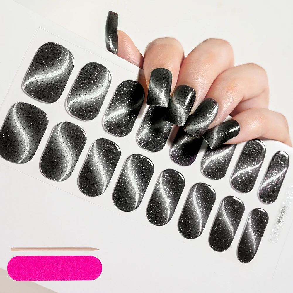UV Semi-Cured Gel Nail Wraps Stickers Strips French Long Lasting Full Cover LED Gel Semi Cured Nail Sliders For Nail Extension &