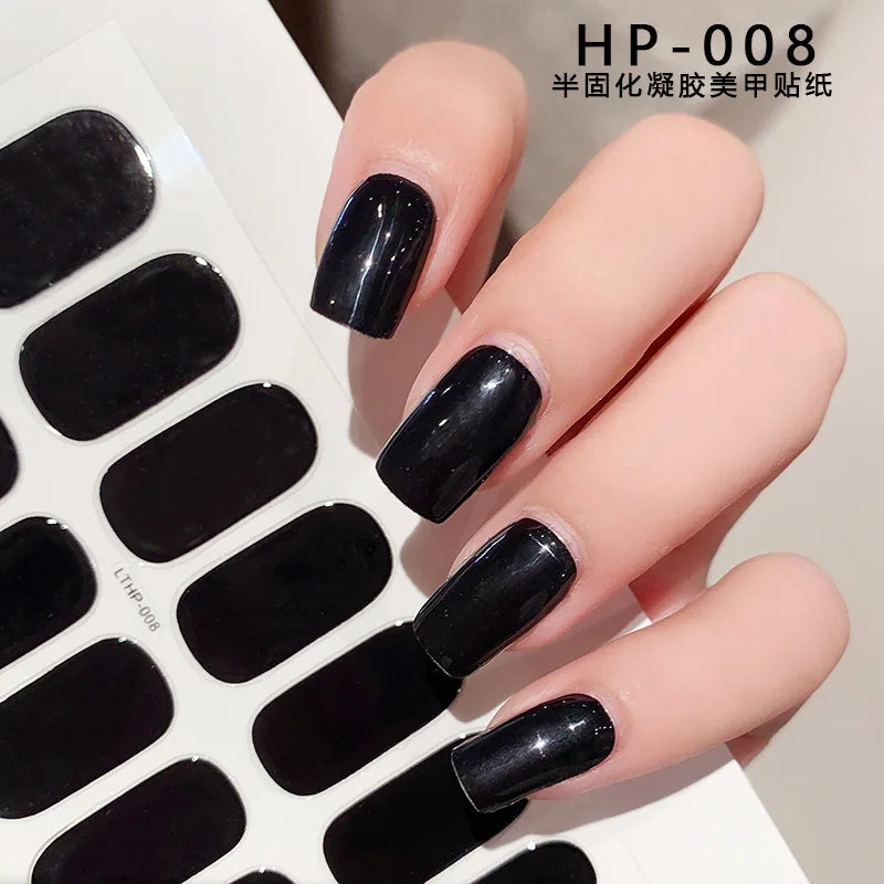 UV Semi-Cured Gel Nail Wraps Stickers Strips French Long Lasting Full Cover LED Gel Semi Cured Nail Sliders For Nail Extension &