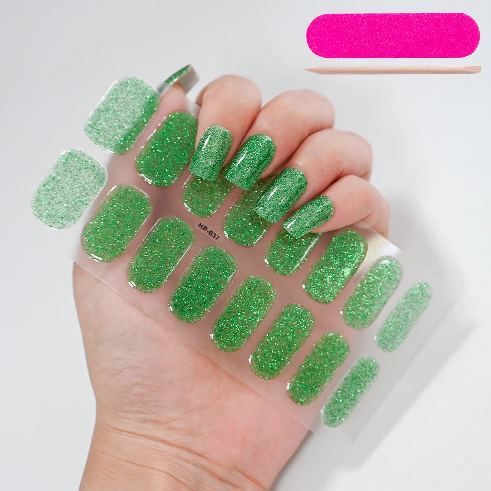 UV Semi-Cured Gel Nail Wraps Stickers Strips French Long Lasting Full Cover LED Gel Semi Cured Nail Sliders For Nail Extension &
