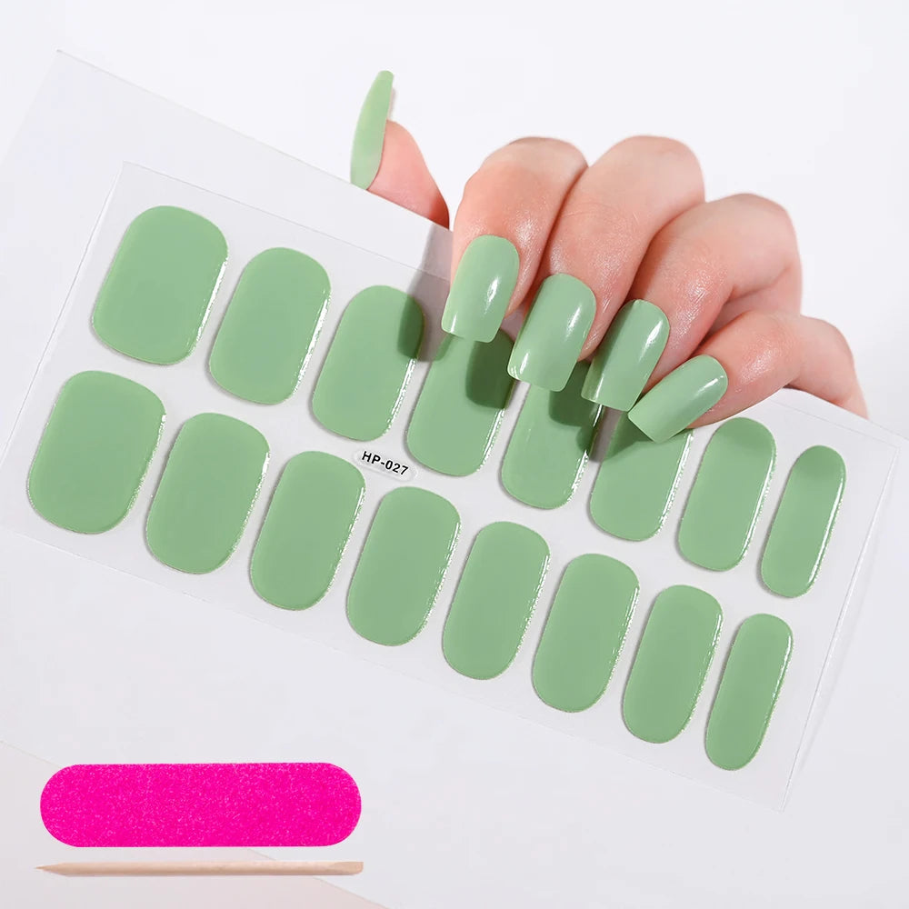 UV Semi-Cured Gel Nail Wraps Stickers Strips French Long Lasting Full Cover LED Gel Semi Cured Nail Sliders For Nail Extension &