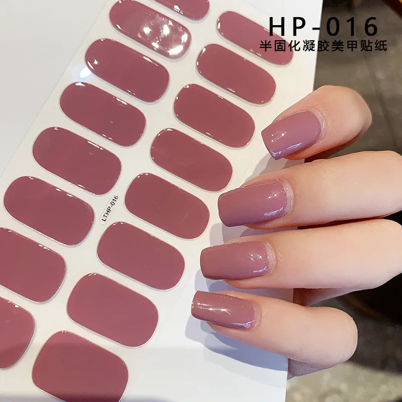 UV Semi-Cured Gel Nail Wraps Stickers Strips French Long Lasting Full Cover LED Gel Semi Cured Nail Sliders For Nail Extension &
