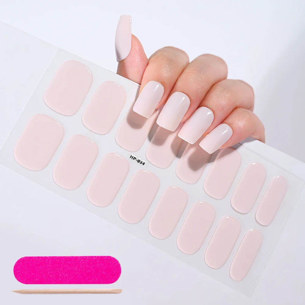 UV Semi-Cured Gel Nail Wraps Stickers Strips French Long Lasting Full Cover LED Gel Semi Cured Nail Sliders For Nail Extension &