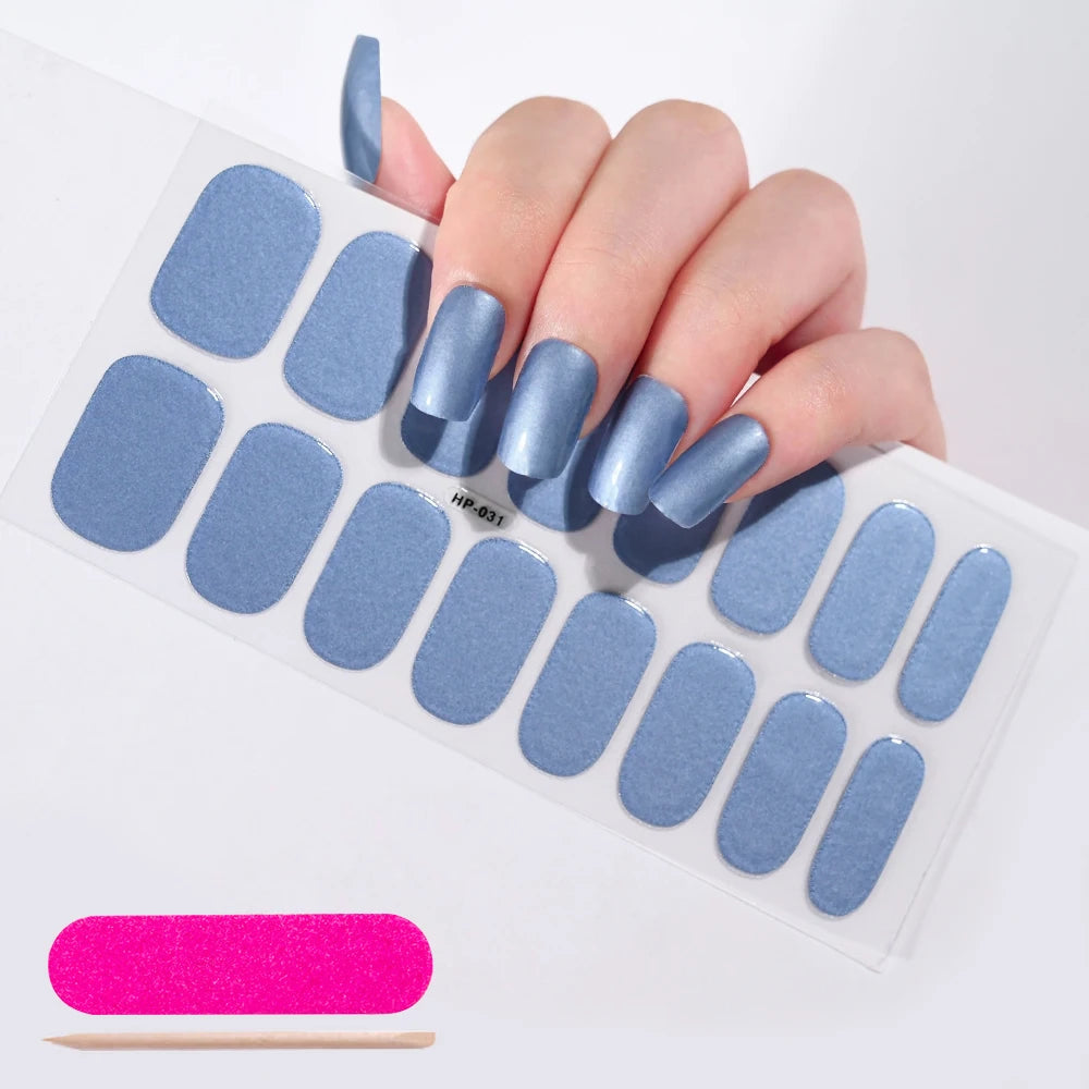 UV Semi-Cured Gel Nail Wraps Stickers Strips French Long Lasting Full Cover LED Gel Semi Cured Nail Sliders For Nail Extension &