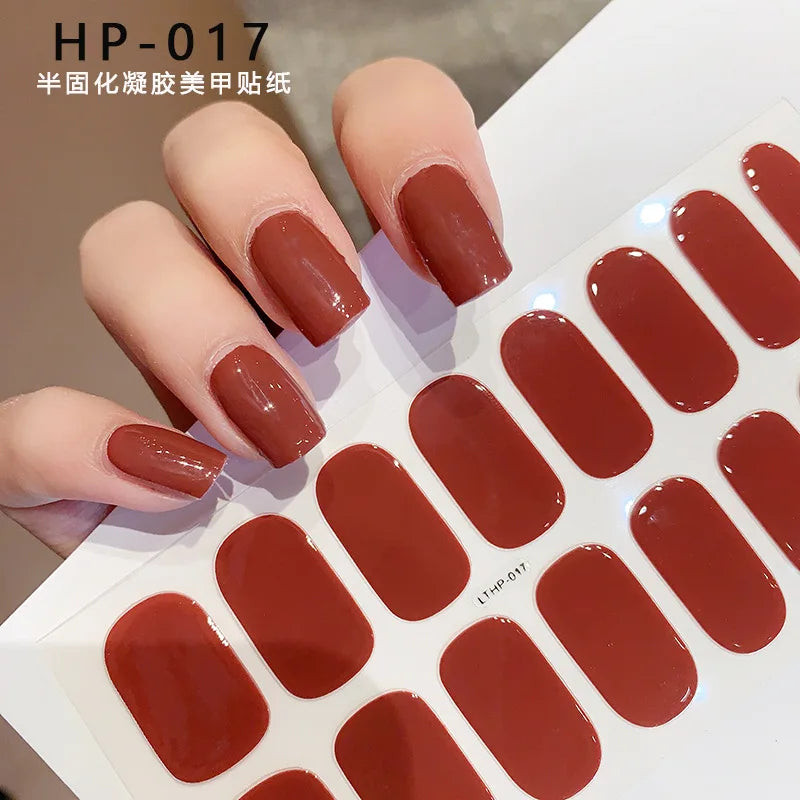 UV Semi-Cured Gel Nail Wraps Stickers Strips French Long Lasting Full Cover LED Gel Semi Cured Nail Sliders For Nail Extension &
