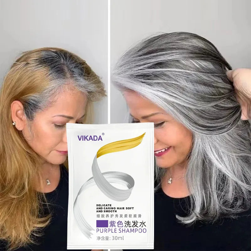 Gray Color Fixing Hair Dye Shampoo Cover Gray Hair Fade Yellow After Bleach Hair Shampoo Non-irritating Purple Shampoo Blonde
