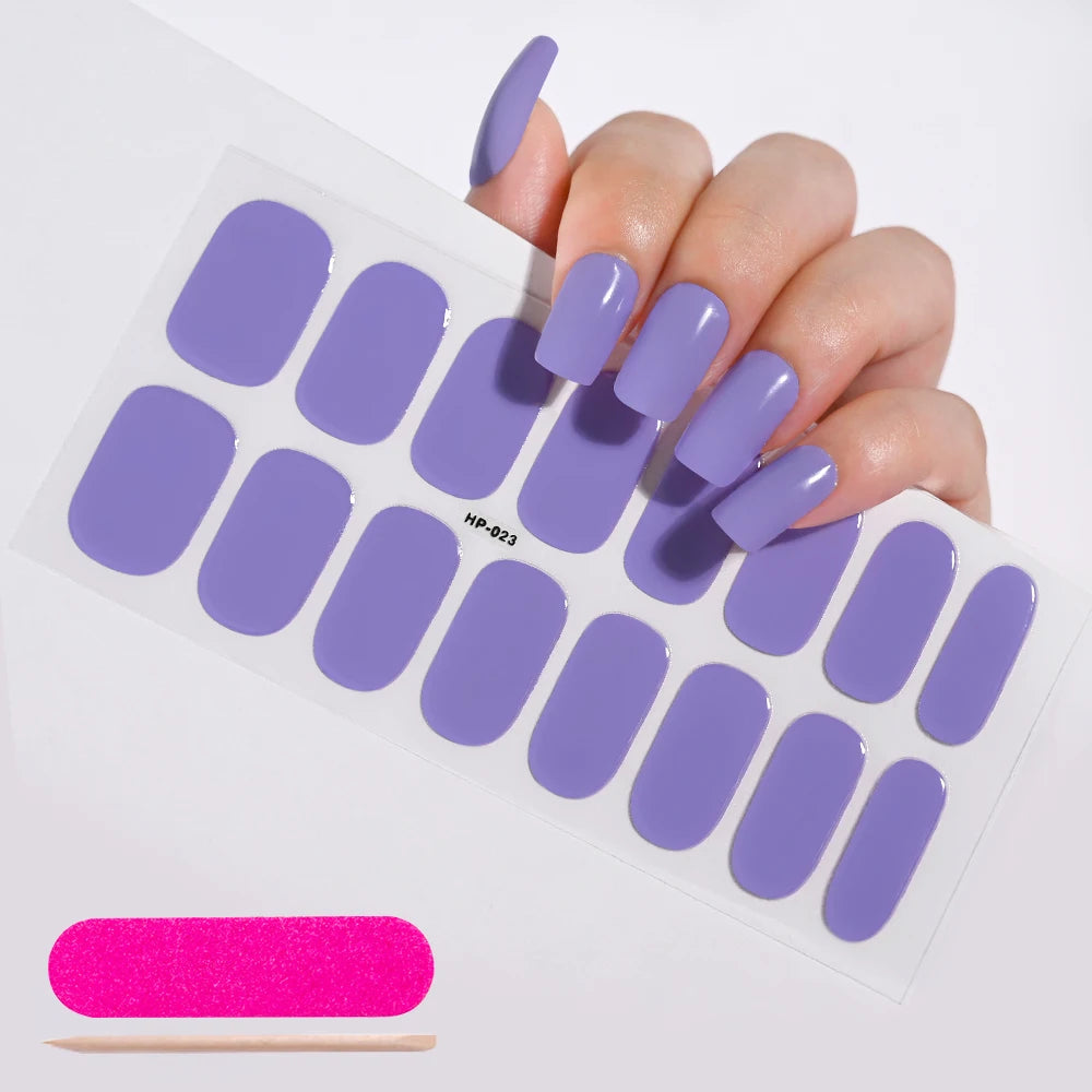 UV Semi-Cured Gel Nail Wraps Stickers Strips French Long Lasting Full Cover LED Gel Semi Cured Nail Sliders For Nail Extension &