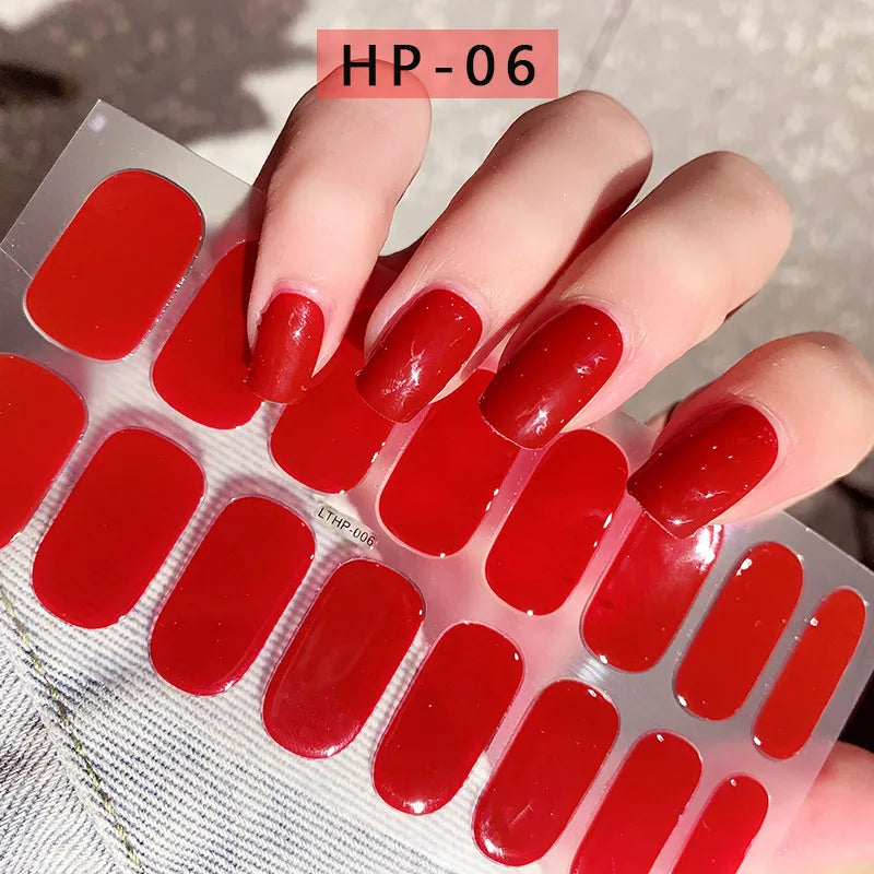 UV Semi-Cured Gel Nail Wraps Stickers Strips French Long Lasting Full Cover LED Gel Semi Cured Nail Sliders For Nail Extension &