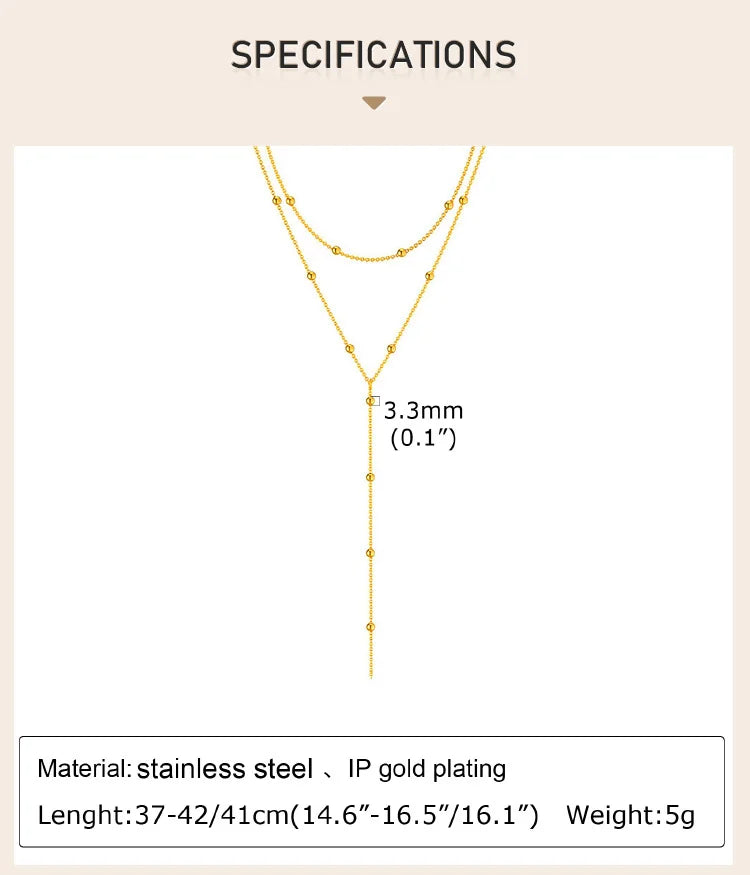 Stainless Steel Lariat Necklace Gold Plated, Dainty Long Necklace Laryered Necklaces For Women Girls, Y Shape Drop Pendant