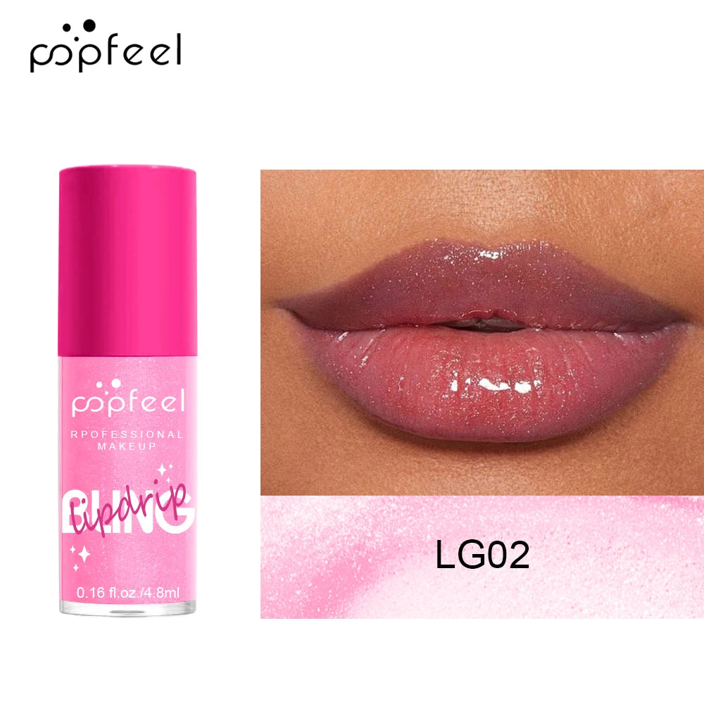 POPFEEL Lip Oil Lip Balm, Hydrating Lip Glow Oil Fit Oil Lip Care, Shiny Transparent Lip Gloss Plumping,Long Lasting