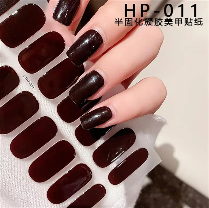 UV Semi-Cured Gel Nail Wraps Stickers Strips French Long Lasting Full Cover LED Gel Semi Cured Nail Sliders For Nail Extension &