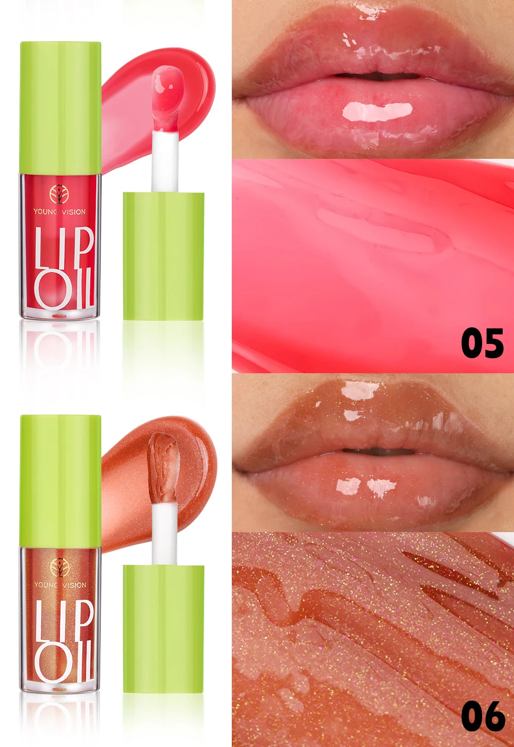 YOUNG VISION Transparent Lip Oil 6 Colors Available for Lip Moisturizing Lip Oil, Lip Enriching Lip Protection, Lipgloss