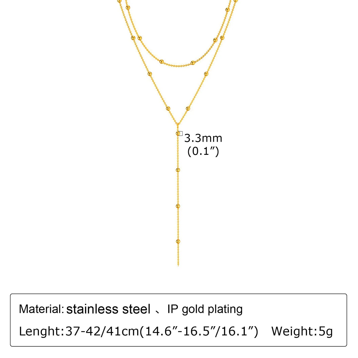 Stainless Steel Lariat Necklace Gold Plated, Dainty Long Necklace Laryered Necklaces For Women Girls, Y Shape Drop Pendant