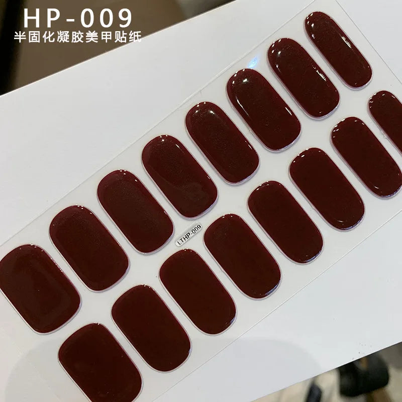 UV Semi-Cured Gel Nail Wraps Stickers Strips French Long Lasting Full Cover LED Gel Semi Cured Nail Sliders For Nail Extension &