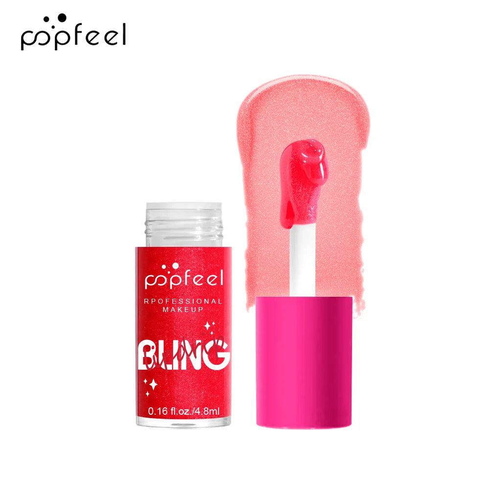 POPFEEL Lip Oil Lip Balm, Hydrating Lip Glow Oil Fit Oil Lip Care, Shiny Transparent Lip Gloss Plumping,Long Lasting