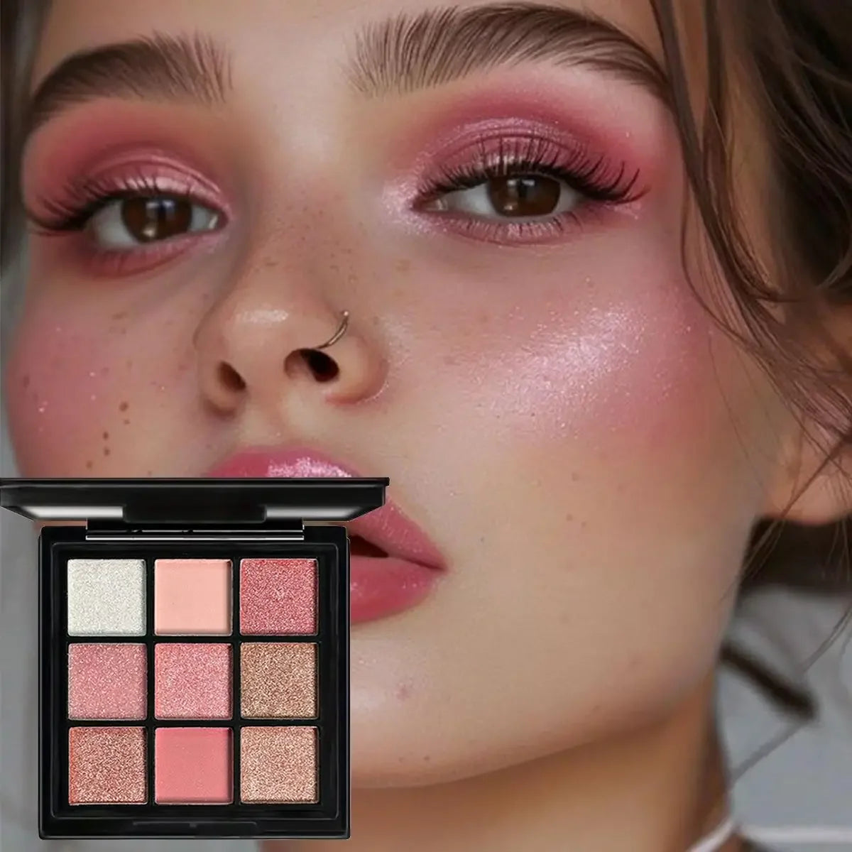 9-Grid Red Eyeshadow Palette Purple Glitter Pearlescent Matte Eye Shadow Shimmer Makeup Long Lasting Women Beauty Eye Cosmetics