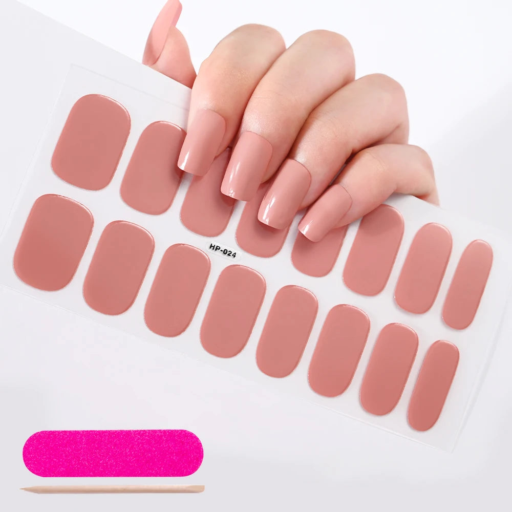 UV Semi-Cured Gel Nail Wraps Stickers Strips French Long Lasting Full Cover LED Gel Semi Cured Nail Sliders For Nail Extension &